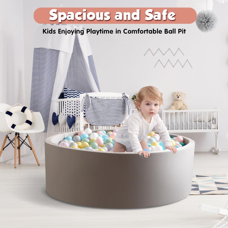 Aunekiv 35.4"" x 11.8"" Foam Ball Pit for Toddlers  Baby Round Balls Pool for Babies 1-3  Kids Play Ball Pits Ideal Gift for Boys and Girls  Balls Not Included  Grey - Image 5